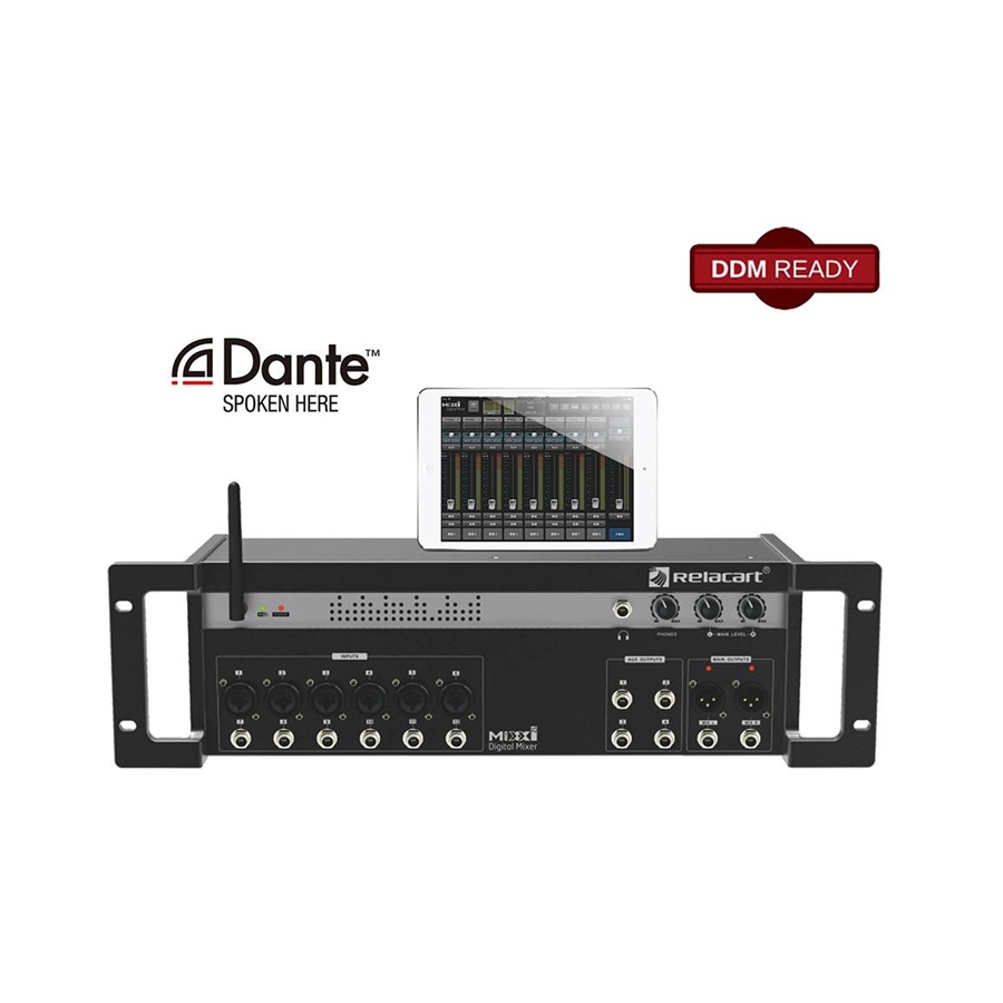 RELACART - Relacart MIXX12 12 CH Tablet Rack Digital Mixer, 6 Out, Delay & Reverb
